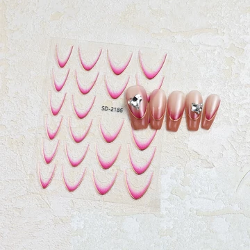 Roniki ombre francia metál mosolyvonal matrica - pink, öntapadó - 23db