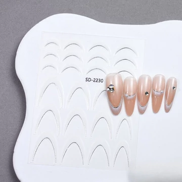 Roniki ombre francia metál mosolyvonal matrica - fehér, öntapadó - 24db