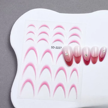 Roniki ombre francia metál mosolyvonal matrica - rózsaszín, öntapadó - 24db