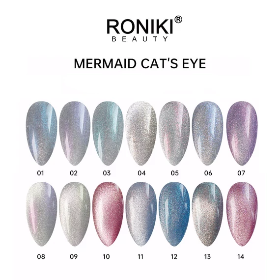 Roniki Mermaid cat eye gél lakk 12 - mágnesezhető