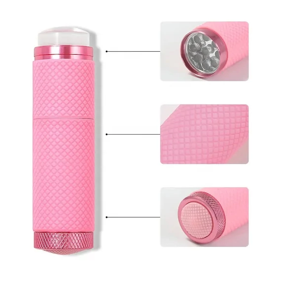 Roniki pink mini UV lámpa szilikon fejjel - hordozható, elemes