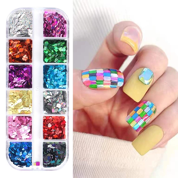 Roniki körömdísztő szett - glitter 12 színben