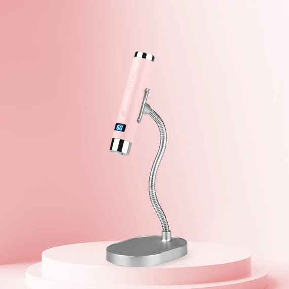 Roniki AI vezérelt pink mini UV lámpa állvánnyal - hordozható, tölthető
