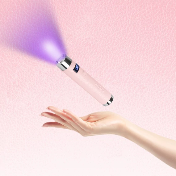 Roniki AI vezérelt pink mini UV lámpa állvánnyal - hordozható, tölthető