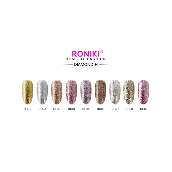 Roniki Diamond-H széria - 06 lila-arany csillámos gél lakk