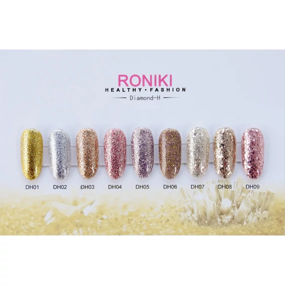 Roniki Diamond-H széria - 06 lila-arany csillámos gél lakk