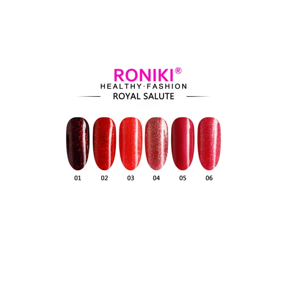 Roniki Royal salute széria - 02 csillámos piros gél lakk