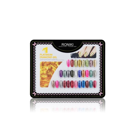 Roniki Platinum diamond széria - 01 csillámos pink gél lakk