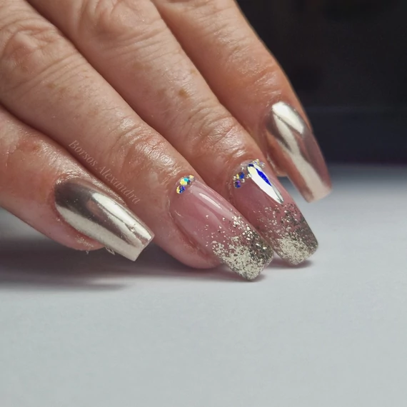Roniki Platinum diamond széria hema free - 05 csillámos pezsgő gél lakk