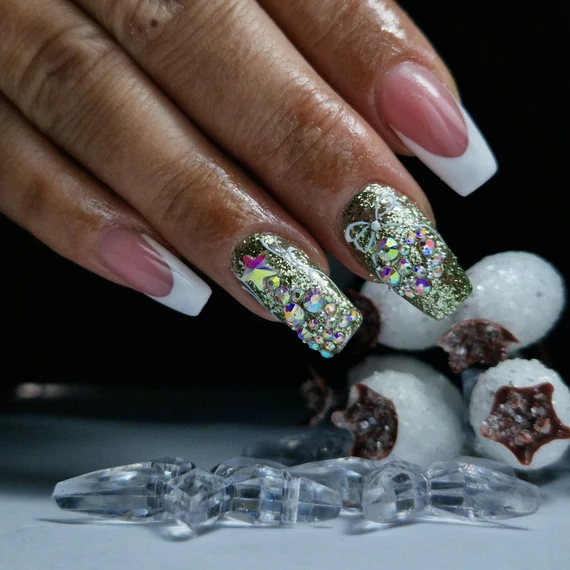 Roniki Platinum diamond széria - 06 csillámos zöld gél lakk