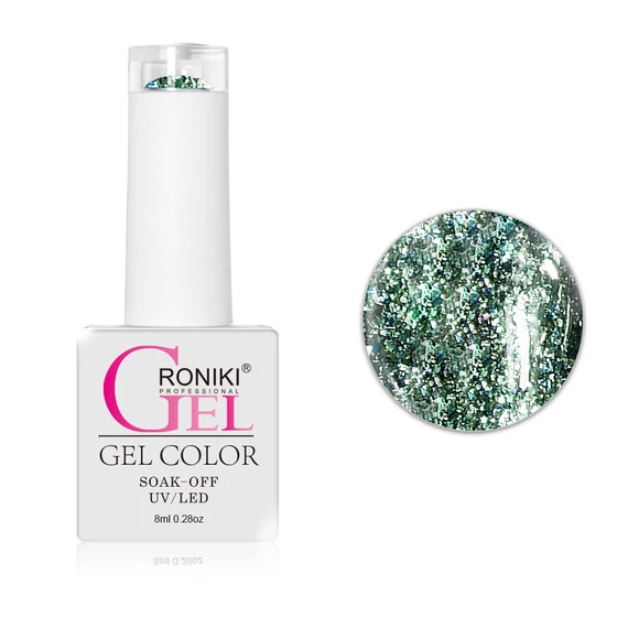 Roniki Platinum diamond széria TPO free - 10 csillámos ciánkék gél lakk