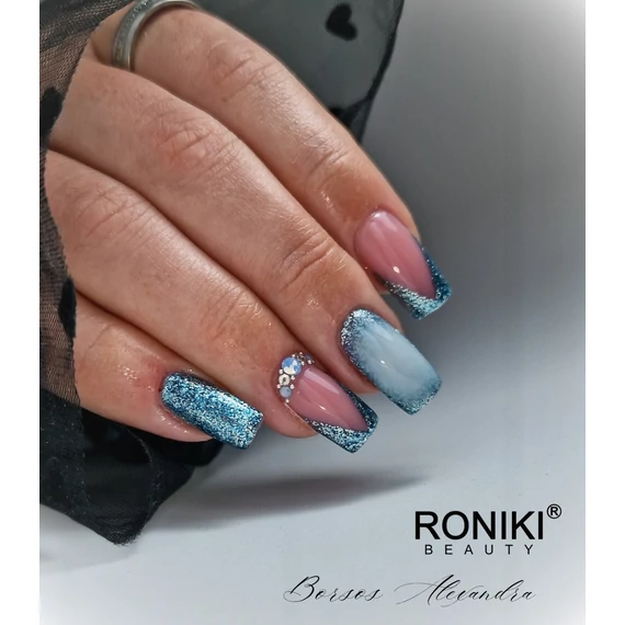 Roniki Platinum diamond széria TPO free - 10 csillámos ciánkék gél lakk