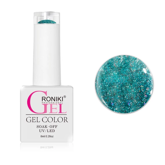 Roniki SF széria TPO free - 12 glitteres tengerzöld gél lakk