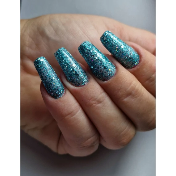 Roniki SF széria - 12 glitteres tengerzöld gél lakk
