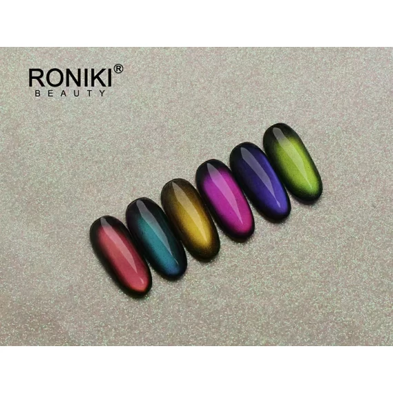 Roniki Amber cat eye gél lakk 02 - mágnesezhető